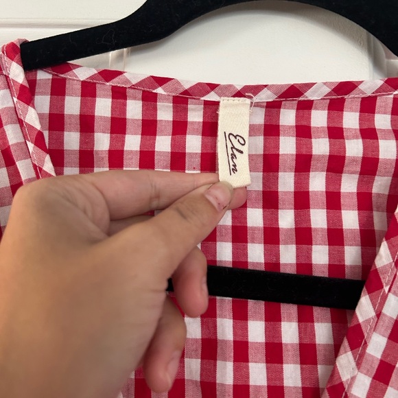 Elan Red Checkered Women's Blouse - Picture 4 of 6